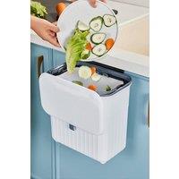Living and Home 11L Kitchen Waste Bin Hanging Dustbin Flip-top Trash Can Punch-free with Lid in White