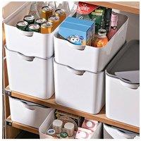 Living and Home 4Pcs Plastic Storage Boxes Stackable Desktop Organizer in White