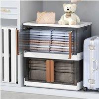Living and Home 2-Door Collapsible Storage Organizer Box Wardrobe 48.7*31*30 CM in Dark Grey
