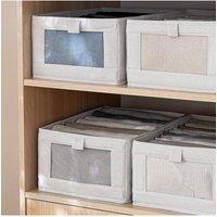 Living and Home Foldable Fabric Clothes Jeans Storage Box Wardrobe Organizer 30*40*20.5 CM in Beige