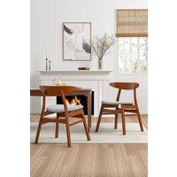 Living and Home 2 Pcs Wooden Frame Linen Dining Chair in Grey