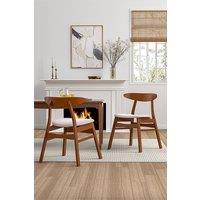 Living and Home 2 Pcs Wooden Frame Linen Dining Chair in Beige