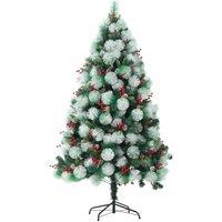 Living and Home Artificial Green Flocked Full Christmas Tree with Stand 1.8m in White