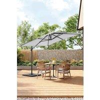Living and Home 3M Large Square Canopy Rotatable Tilting Garden Rome Umbrella Cantilever Parasol with Square Fillable Base, Light Grey
