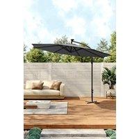 Living and Home Outdoor 32 LED Lighted Patio Umbrella with Crank Lift System with Base in Dark Grey