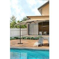 Living and Home Outdoor 32 LED Lighted Patio Umbrella with Crank Lift System with Base in Beige