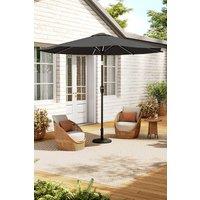 Living and Home Large Solar Powered LED Patio Umbrella for Outdoor Garden Patio with Base in Dark Grey