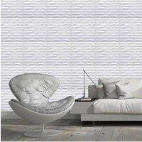 Living and Home 12 Pcs PVC 3D Wall panel Decorative Wallpaper in White