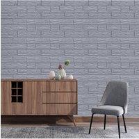 Living and Home 6 Pcs 3D Wall Panel Decorative Wallpaper in Grey