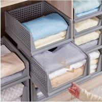 Living and Home Set of 2 Folding Wardrobe Storage Boxes Drawer Organizer in Grey