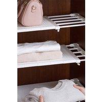 Living and Home 38-55cm Adjust Closet Cupboard Wardrobe Storage Organizer Shelf Extendable Divider Rack in White