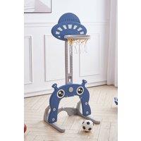 Living and Home 2-in-1 Adjustable Toddler Basketball with Hoop Football Goal Set in Blue