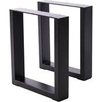Living and Home 2Pcs Industrial Heavy Duty Rectangular Metal Dining Table Replacement Legs in Black
