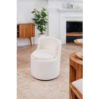 Living and Home 360 Upholstered Sherpa Swivel Chair with Storage in White