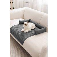 Living and Home 75x75cm Waterproof Pet Bed Furniture Protector Mat Dog Sofa Cover with Pillow in Dark Grey