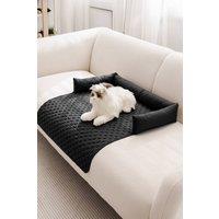 Living and Home 75x75cm Waterproof Pet Bed Furniture Protector Mat Dog Sofa Cover with Pillow in Black