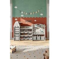 Living and Home Large Plastic Storage Organizer and Bookshelf Combination in White