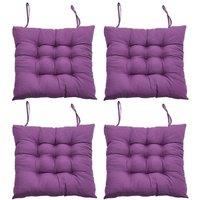 Living and Home 4Pcs Soft Purple Seat Pads with Ties for Dining Chairs Desk Chair, 40 x 40cm