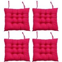 Living and Home 4Pcs Rose Red Soft Seat Pads with Ties for Dining Chairs Desk Chair, 40 x 40cm