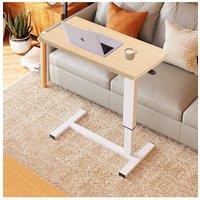 Living and Home Height Adjustable Laptop Table with Storage Shelf Mobile Overbed Desk
