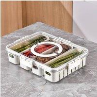 Living and Home 4-Compartment Detachable Fridge Storage Container with Lid , Handles 4 Removable Inner Box in White