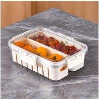 Living and Home 2-Compartment Detachable Fridge Storage Container with Lid 2 Removable Inner Box in White