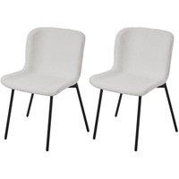 Living and Home 2pcs Teddy Fleece Upholstered Dining Chair in White
