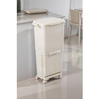 Living and Home 38L Rubbish Bin Dustbin Pedal Trash Can with Wheels in Cream