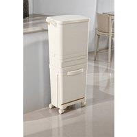 Living and Home 42L Rubbish Dustbin Pedal Recycling Bin 2 Lids with Drawer in Cream