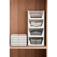 Living and Home 4pcs Stackable PP Pull-Out Wardrobe Organiser Drawers in White