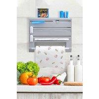 Living and Home 6-in-1 Cling Film Foil Roll Dispenser with Slide Cutters in Grey