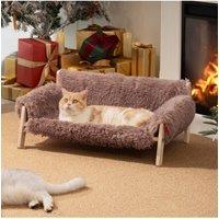 Living and Home Wooden Frame Pet Sofa with Removable Cover in Brown