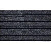 Living and Home 90x60cm Non-Slip Striped Door Mat Absorbent Entrance Rug in Dark Grey | Size: 60cm x 90cm