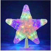 Living and Home 9.45in Christmas LED Star Tree Topper Colorful Flash Xmas Tree Decoration in Clear