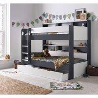 Bedmaster Olly Storage Bunk Bed With Drawer With Spring Mattresses in Grey | Size: Single