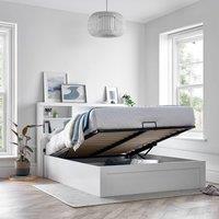 Bedmaster Arizona Wooden Bookcase Ottoman Storage Bed in White | Size: Double