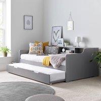 Bedmaster Tyler Guest Bed And Trundle With Spring Mattresses in Grey | Size: Single