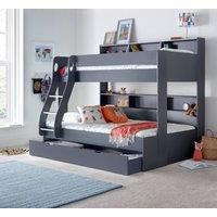 Bedmaster Oliver Triple Sleeper Storage Bunk Bed Without Drawer in Dark Grey | Size: Small Double