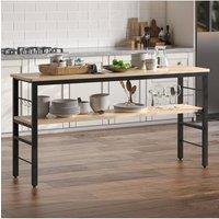 Living and Home 160 cm W x 40cm D x 80 cm H 2-Tier Microwave Stand Shelf Kitchen Organizer with Hooks Black in Natural