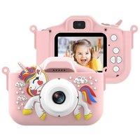 Living and Home X10S Unicorn Girls' and Children's Camera, 4800W HD Children's Digital Camera in Pink