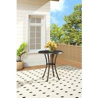 Living and Home Cloud Hollowed Out Round Patio Dining Table with Umbrella Hole in Black