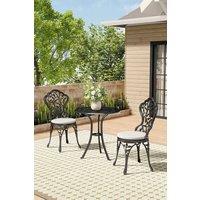 Living and Home 3pcs Leaf Hollowed Out Cast Aluminum Bistro Table and Chairs Set in Black