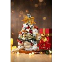Living and Home 45cm Mini Tabletop Christmas Tree with LED Light in Orange