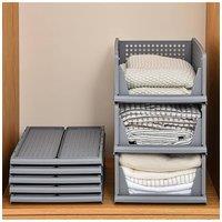 Living and Home Set of 3 Folding Wardrobe Storage Boxes Toy Organizer Kitchen Bedroom in Grey