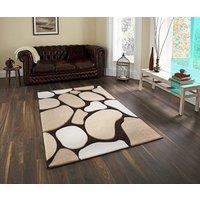 Smart Living Modern Hand Carved Multicolour Soft Thick Area Rug - Stone in Brown | Size: 60cm x 220cm