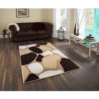 Smart Living Modern Hand Carved Multicolour Soft Thick Area Rug - Stone in Beige | Size: 60cm x 220cm