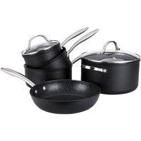 Prestige Scratch Guard Cookware Set Non Stick 5 Piece, Induction Suitable, Dishwasher Safe, Glass Lids Included in Black