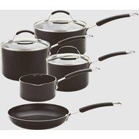 Meyer 5 Piece Induction Cookware Set non Stick, Oven and Dishwasher Safe, Aluminium, Black