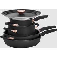Meyer Accent Induction Cookware set non stick and Dishwasher Safe, Space Saving Design, 6 Piece in Black