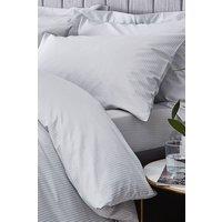 Catherine Lansfield 'Satin Stripe 300 Thread Count' 30cm Depth Sheets in Grey | Size: Super King Fitted